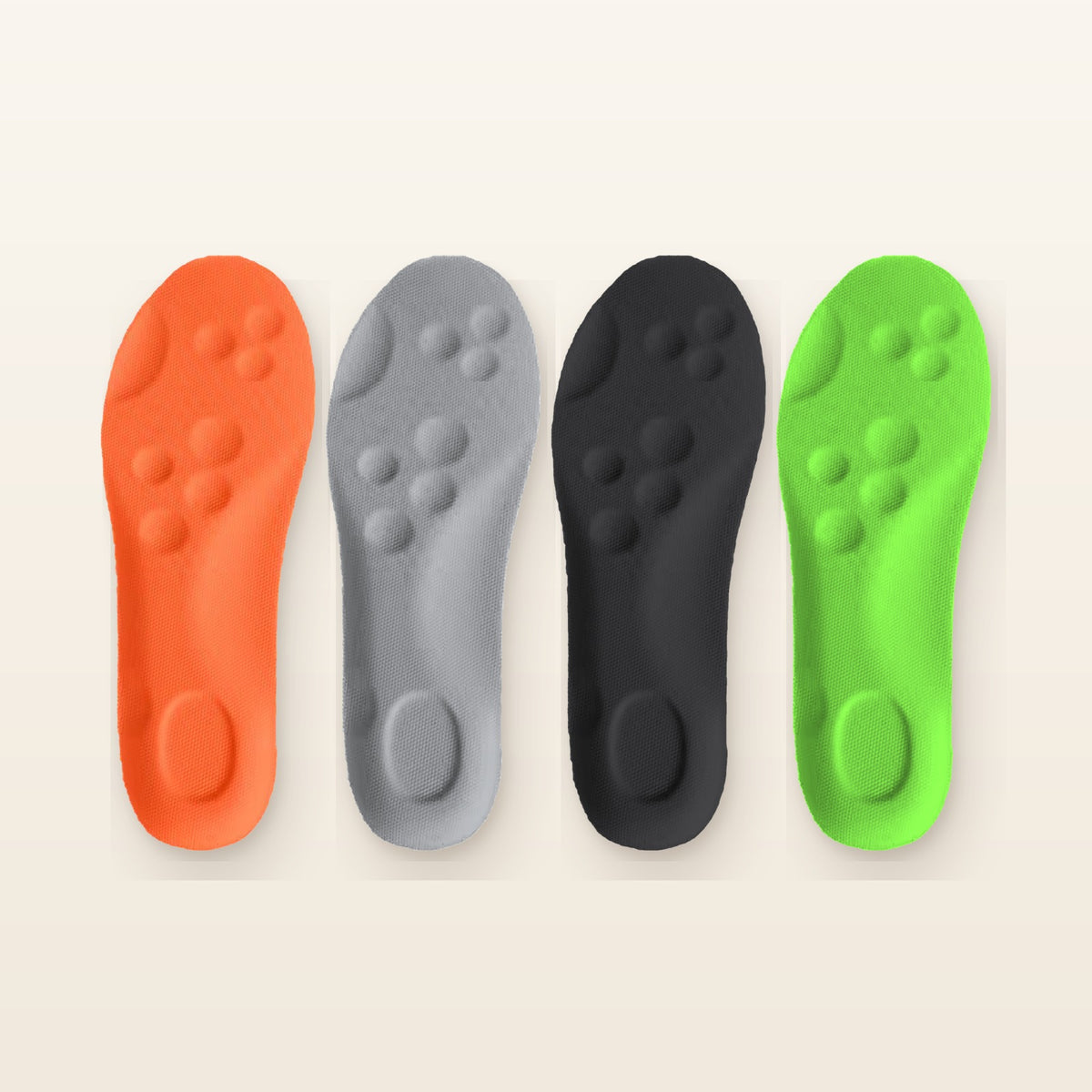 Cloudsole insoles in orange, grey, black and green